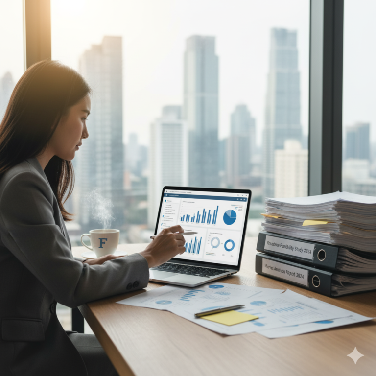 Woman analyzing business charts on laptop - Franchise Opportunities in Karnataka reports