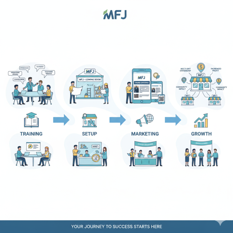 Infographic flow chart showing the Madurai Famous Jigarthanda Franchise process